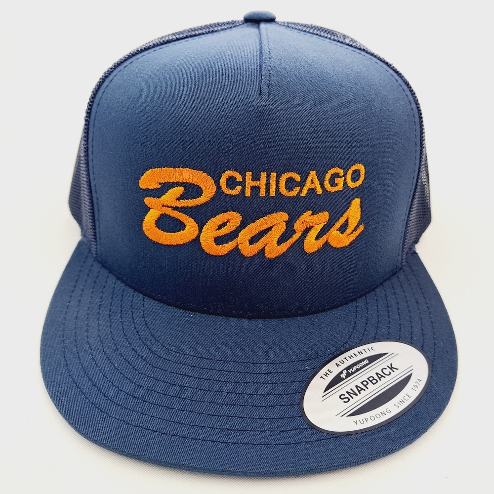 Chicago Bears Mens Veteran Hat High Profile Flat Bill Embroidered